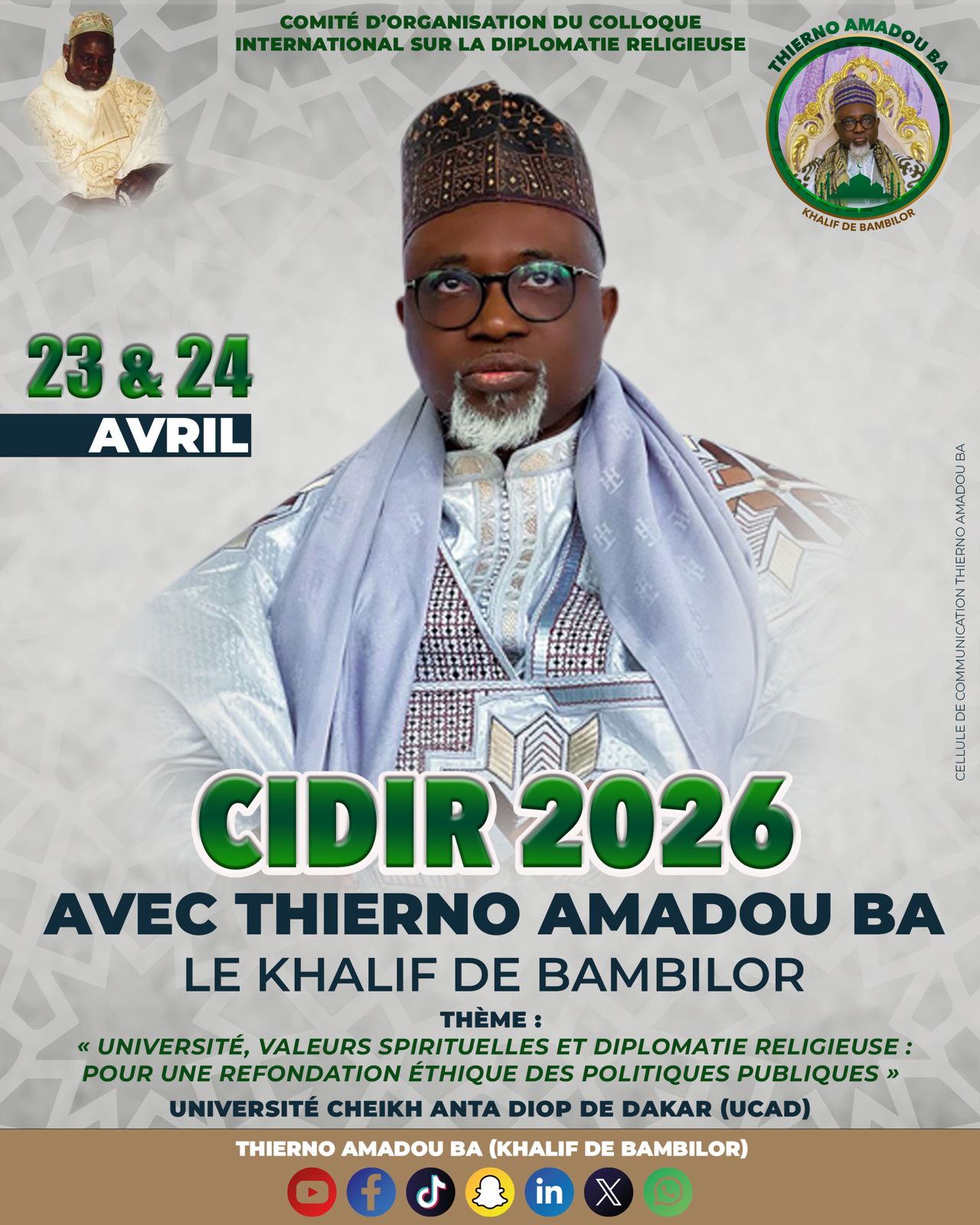 Préparation du colloque international de diplomatie réligieuse(CIDIR 2026).